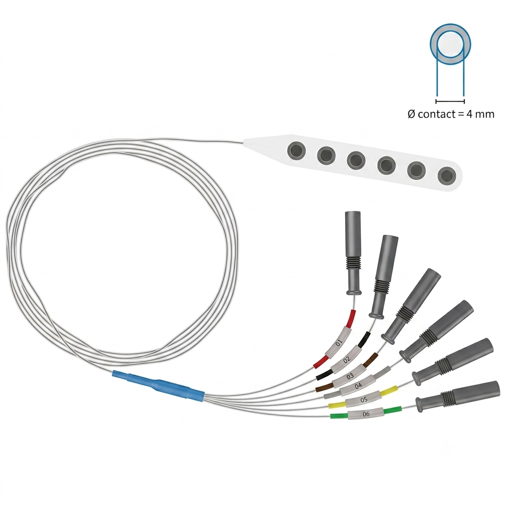 Diâmetro de cada contacto (1x6) de 4 mm